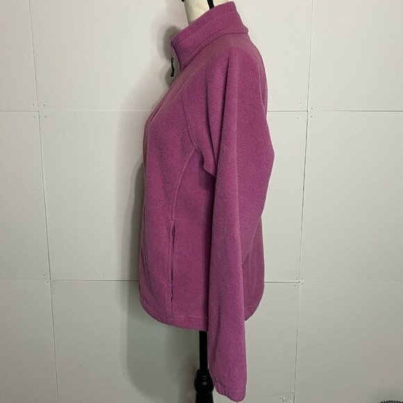 Columbia Women Sz Medium Pink Fleece Jacket Full-Zip Adjusted Waist Zip-Pockets - Picture 4 of 7